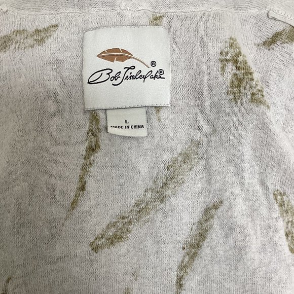 Taupe Cotton Cardigan with Feather Print - Picture 5 of 8